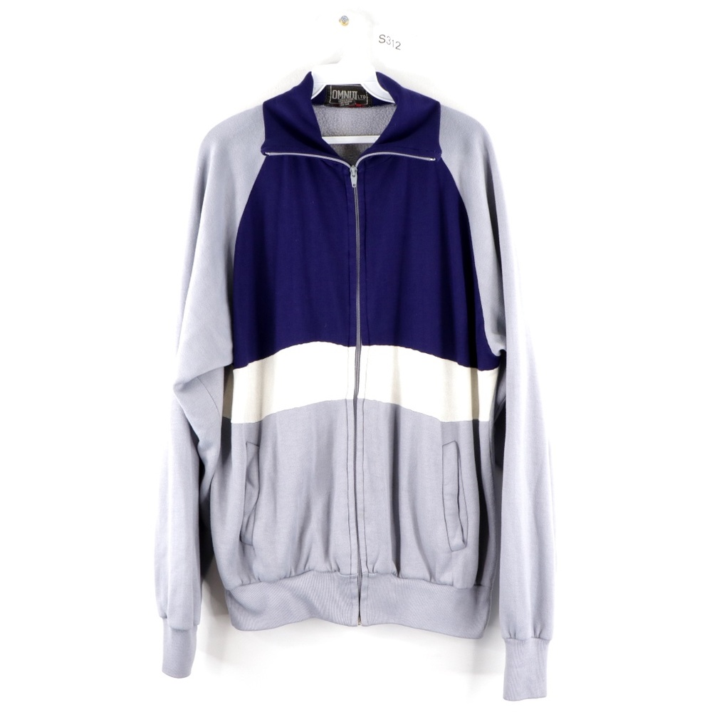 Vintage  Streetwear Color Black Track Jacket Blue